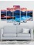 5 Parça Ahşap Göl Kayık Manzara Duvar Dekoru Salon Oturma Yatak Odası Için 110X60CM Tablo Seti 2