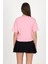 Pembe Yazı Baskılı %100 Pamuk Crop Tişört 9188M 5