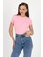 Pembe Viskoz/yumuşak Kumaş Slim Fit Tişört 1468 1