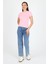 Pembe Viskoz/yumuşak Kumaş Slim Fit Tişört 1468 3