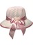 6-12 Yaş Kız Çocuk Pembe ve Beyaz Renk Kurdele Fiyonk Figürlü Yazlık Merserize Şapka 1