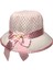 6-12 Yaş Kız Çocuk Pembe ve Beyaz Renk Kurdele Fiyonk Figürlü Yazlık Merserize Şapka 2