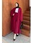 Ön Kemer Detaylı Kimono Pantolon Tesettür Takım Bordo 1