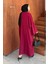 Ön Kemer Detaylı Kimono Pantolon Tesettür Takım Bordo 4