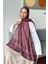 Retro Desen Soft Şal Bordo 2