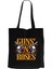 Guns N Roses Text Skull Siyah Kanvas Bez Çanta 1