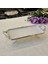 Metal Çerçeveli Dikdörtgen Porselen Servis Tabağı 30X15 cm Gümüş 1