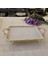 Metal Çerçeveli Dikdörtgen Porselen Servis Tabağı 30X22 cm 1