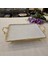 Metal Çerçeveli Dikdörtgen Porselen Servis Tabağı 30X22 cm 2