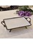 Metal Çerçeveli Dikdörtgen Porselen Servis Tabağı 35X26 cm Antik 1