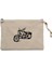 Kruvazör Motosiklet Çizim Krem Clutch Astarlı Cüzdan / El Çantası 1