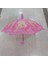 Bardaklı Korumalı Kız Çocuk Pembe Baskılı Şemsiye Moda Aksesuar 1 Adet 2