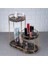 Mermer desenli, çift katlı, 3 bölmeli şık metal organizer, altın renkli 2
