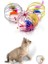 Buffer® Renkli Metal Kafesli Peluş Fareli Kedi Köpek Oyuncağı Oyun Topu 6 cm 5