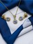 Sk-01 316L Garantili Kararmaz Çelik Kolye - Küpe Set, Zirkon Taşlı Yuvarlak Set 1