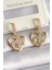 Mulvxxmd XDN02 Pirinç Gold Renk Zirkon Taşlı Kalp Model Ay Işleme Kadın Küpe (Mulvix) 1