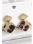 Mulvxxmd XDN02 Pirinç Gold Renk Sallant Kare Leopar Desen Model Kadın Küpe (Mulvix) 1