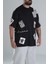 Yama Desenli Siyah Tasarım T-Shirt 2