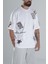 Erkek Beyaz Oversize Yama Desenli Tasarım T-Shirt COC1301 1