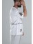 Erkek Beyaz Oversize Yama Desenli Tasarım T-Shirt COC1301 3