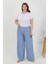 Kadın Büyük Beden Bürümcük Pantolon 210076 Mavi 1