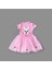 5-6-7 Yaş Payetli Tavşan Baskılı Kız Çocuk Elbisesi Pembe 2