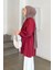 Belden Büzgülü Kolları Lastikli Tesettür Gömlek Bordo 3