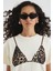 Kırık Beyaz Renk Leopar Bikini Desenli %100 Pamuk Kadın Oversize Tişört 2