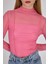 Pembe Dikiş Detaylı Uzun Kollu Tül Bluz 233163 4