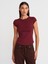 31779 Bisiklet Yaka Basic T-Shirt-Açık Bordo 1