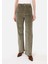 Regular Fit Yüksel Bel Geniş Paça Kadın Yeşil Pantolon 4