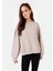 Comfort Fit Yuvarlak Yaka Kadın Bej Sweatshirt 1