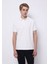 Regular Fit Polo Yaka Jakarlı Erkek Beyaz Kısa Kol Tişört 1