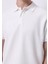 Regular Fit Polo Yaka Jakarlı Erkek Beyaz Kısa Kol Tişört 4