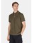 Regular Fit Polo Yaka Düz Erkek Yeşil Kısa Kol Tişört 1
