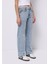 Straight Fit Orta Bel Düz Paça Kadın Indigo Jean Pantolon 4