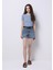Slim Fit Yuvarlak Yaka Çizgili Kadın Mavi Kısa Kol Tişört 3