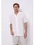 Comfort Fit Shirt Neck Jakarlı Erkek Ekru Kısa Kol Gömlek 1