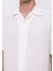 Comfort Fit Shirt Neck Jakarlı Erkek Ekru Kısa Kol Gömlek 4
