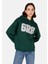 Comfort Fit Kapüşonlu Kadın Yeşil Sweatshirt 1