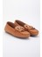Kadın Hakiki Deri Tokalı Klasik Loafer - Taba 4
