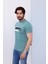 Erkek Yeşil Bisiklet Yaka Baskılı T-Shirt - 170 2