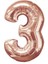 Rakam Folyo Balon 3 Rose Gold Renk 100 cm - 40" 1