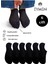 6 Çift Unisex Organik Pamuklu Dikişsiz Sneakers Çorap Siyah 1