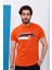 Erkek Kiremit Bisiklet Yaka Baskılı T-Shirt - 170 1