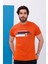 Erkek Kiremit Bisiklet Yaka Baskılı T-Shirt - 170 6