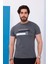 Erkek Antrasit Bisiklet Yaka Baskılı T-Shirt - 170 1