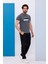 Erkek Antrasit Bisiklet Yaka Baskılı T-Shirt - 170 2