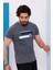 Erkek Antrasit Bisiklet Yaka Baskılı T-Shirt - 170 6