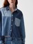 Kadın Mavi Crop Patchwork Denim Gömlek 3